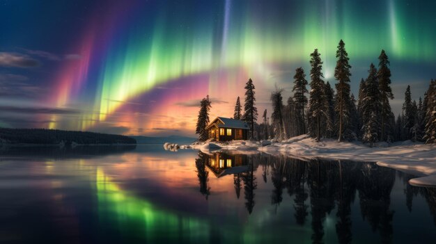 Captivating Aurora Borealis Over Frozen Canadian Lake