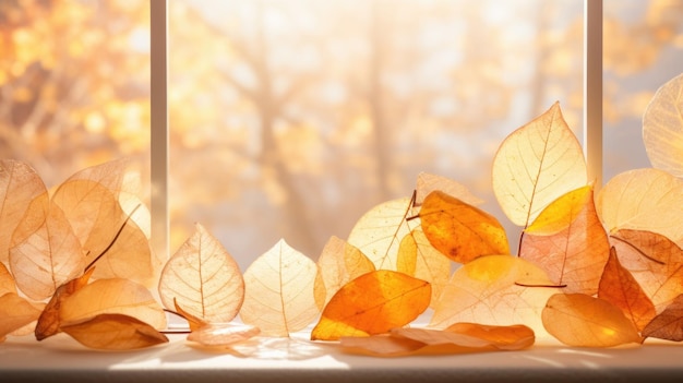 A captivating autumninspired stone gentle light background The warm sunlight pouring through