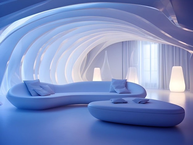 Captivating Beams of Radiant Luminescence in a Futuristic Dreamscape Interior