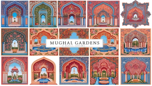 Photo captivating beauty of mughal gardens a visual journey through intricate arches