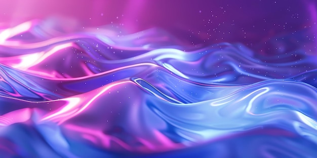 Captivating beauty of vibrant abstract waves in neon purple and blue surreal liquid art motion