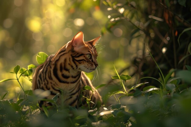 Captivating Bengal cat forest Generate Ai