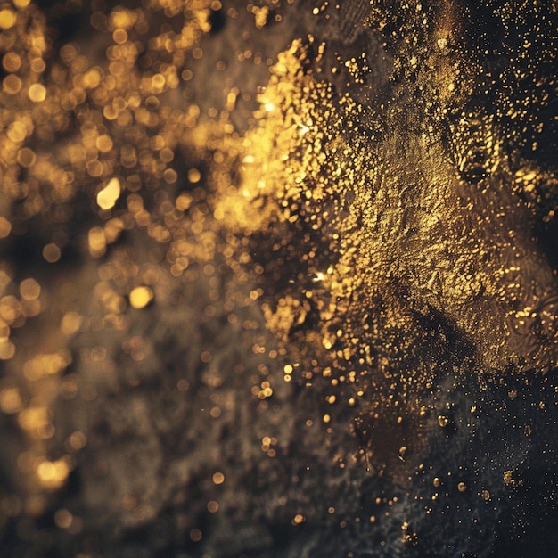 Photo captivating black and gold glitter image on dark background raw beauty editorial photo