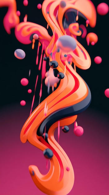 Photo a captivating blend of orange and pink swirling forms flows dynamically across the canvas