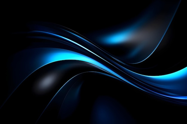 Captivating Blue Swirls and Curves on Dark Background Futuristic Abstract Art Texture