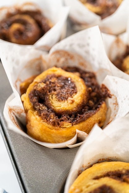 Captivating capture of noyeast cinnamon roll cupcakes