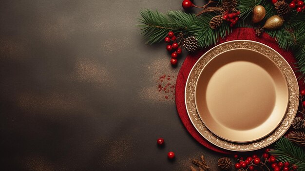 Captivating Christmas Table Setting CloseUp View of Festive Dinner Plate on a Light Background