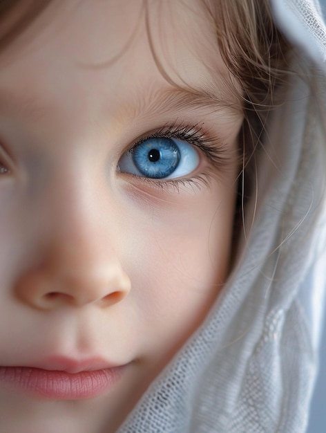 Captivating CloseUp of a Childs Blue Eyes with Soft Natural Light