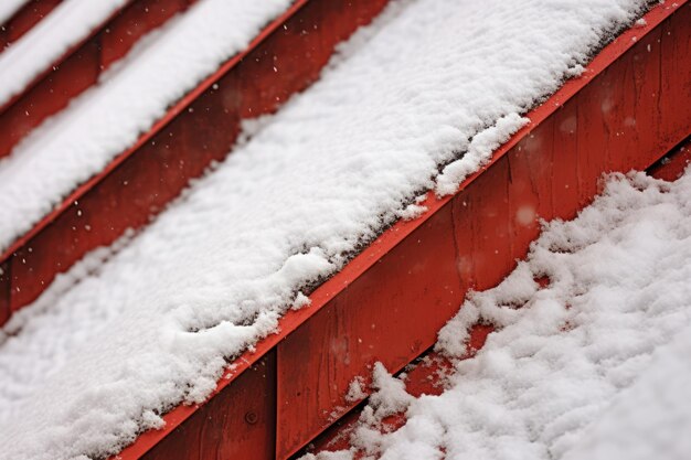 Photo captivating closeup mesmerizing snow on red roof in striking 32 frame