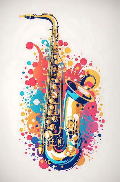 Captivating Colorful Saxophone A Vibrant Side View Showcase