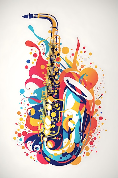 Captivating Colorful Saxophone A Vibrant Side View Showcase