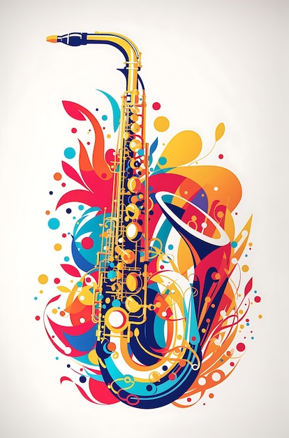 Captivating Colorful Saxophone A Vibrant Side View Showcase