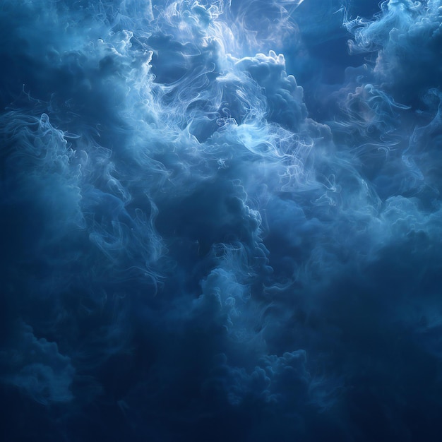 Captivating dark blue background with white clouds foggy atmosphere with smoke effect minimalisti