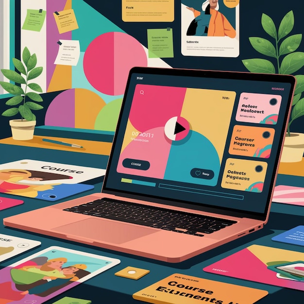 Photo a captivating digital illustration of an elearning platform