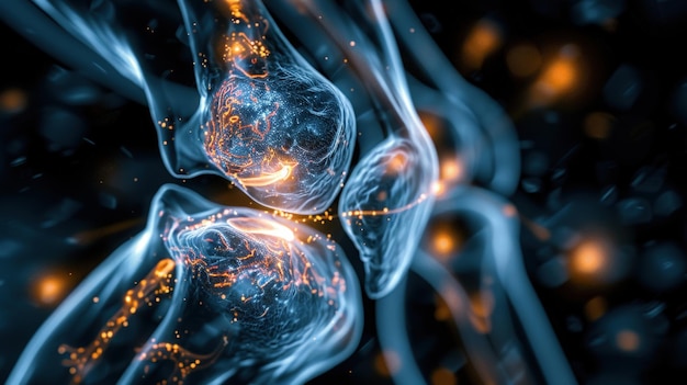 A captivating digital illustration of neural networks with glowing synapses showcasing the complexity and beauty of neural connections