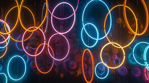 Photo captivating display of glowing neon elements