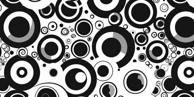 A captivating dynamic black and white circle pattern background that draws the eye in