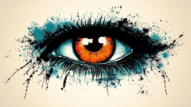 Photo captivating eye illustration with artistic splashes