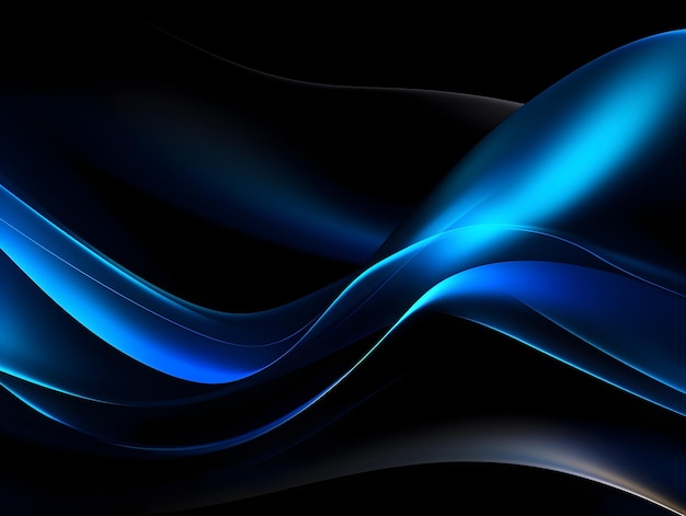 Captivating Fluid DynamicsMesmerizing Blue Curves and Blurs on a Sleek Black Canvas