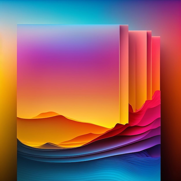 Captivating Gradient Colors of Mountain Created with Generative AI Technology