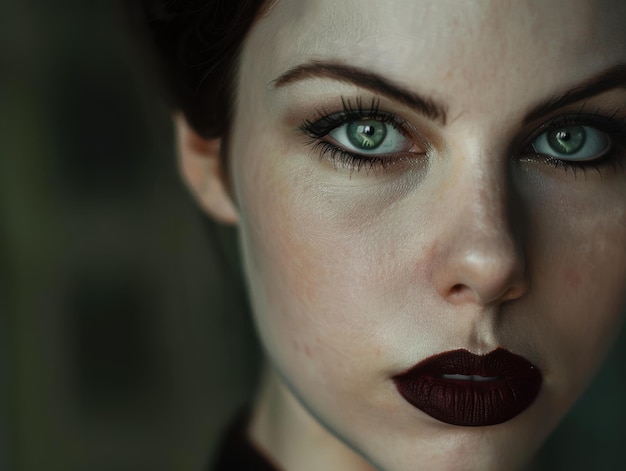 Captivating greeneyed woman with bold makeup