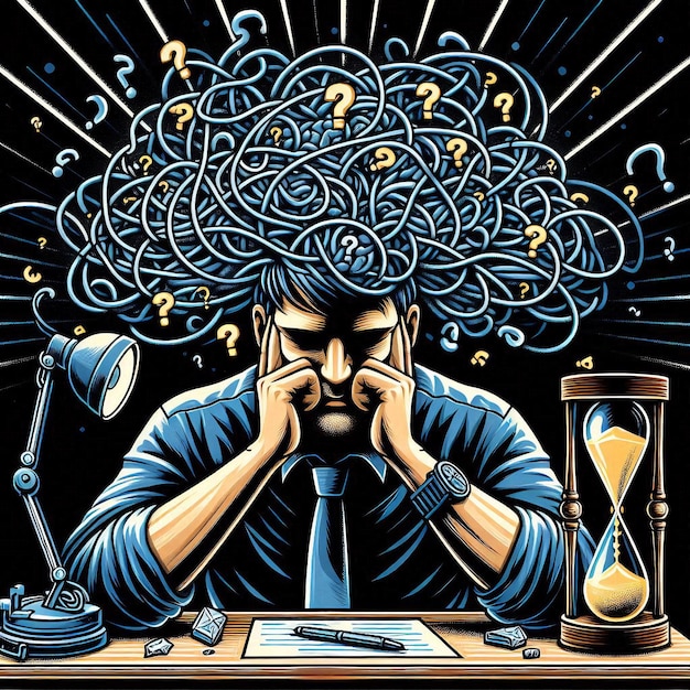 A captivating illustration depicting the mental state of overthinking