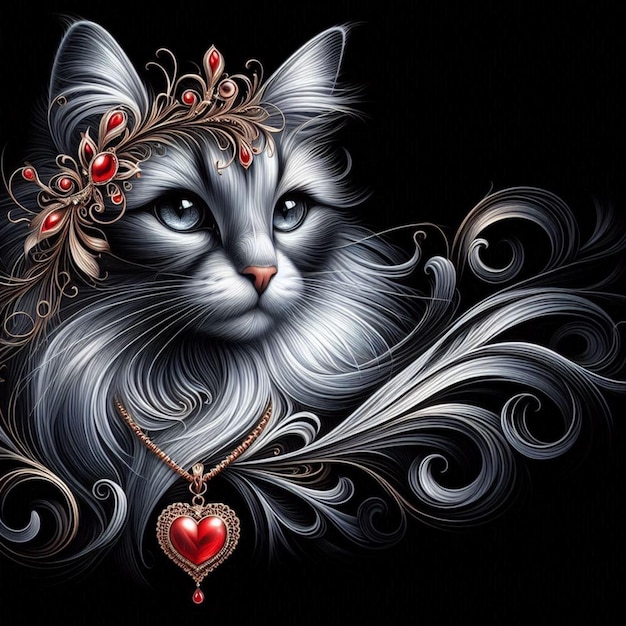 A captivating illustration of a graceful feline cat