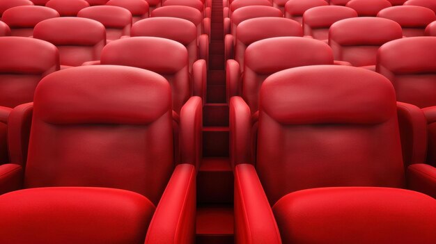 Photo captivating image of empty red seats in a movie theater ideal for film entertainment