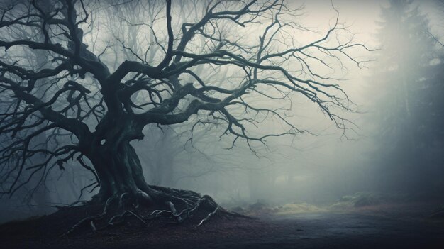 A captivating image of a leafless tree standing