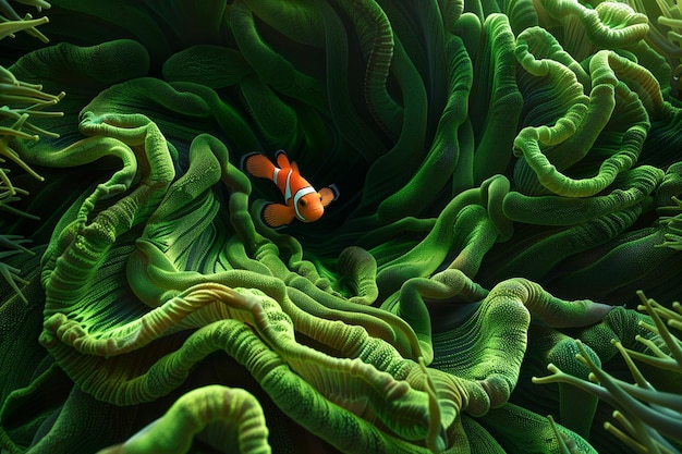 A captivating image of a lone clownfish boldly exp generative ai