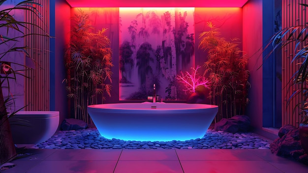 Captivating Interior Room Design Exploring Neoninfused Modern Rooms with VR Art