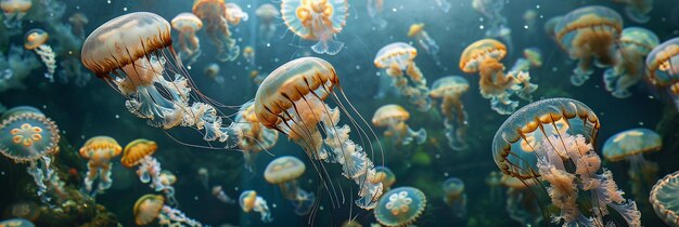 Photo captivating jellyfish floating in the ocean