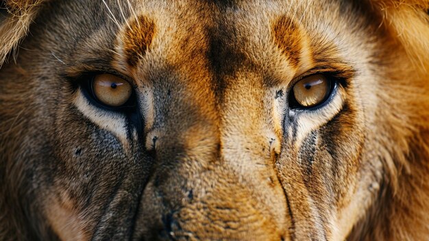 Photo captivating lion portrait intense gaze in a close up shot