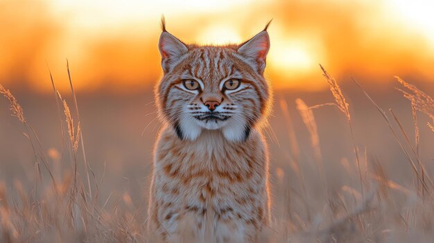 Captivating Lynx Against Sunset Background in Nature