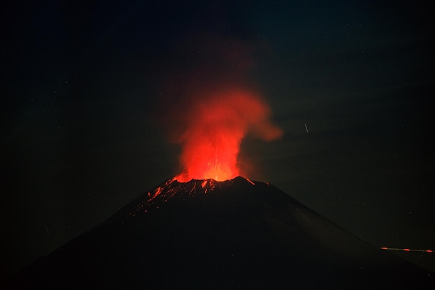 Captivating Moment Popocatepetl Volcano Crater Eruption in Puebla Mexico