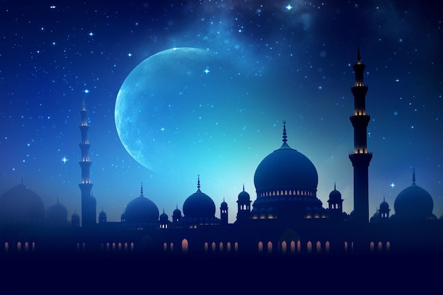 Captivating Night Sky Islamic Background Created with Generative AI