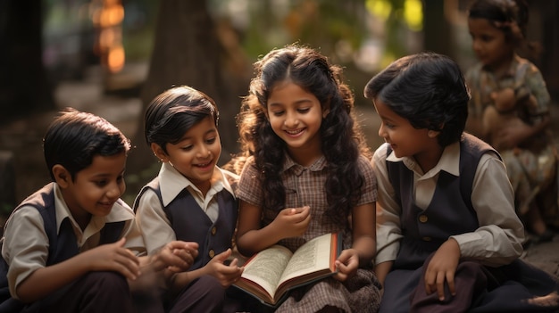 A captivating photograph of a group of children sitting in a circle