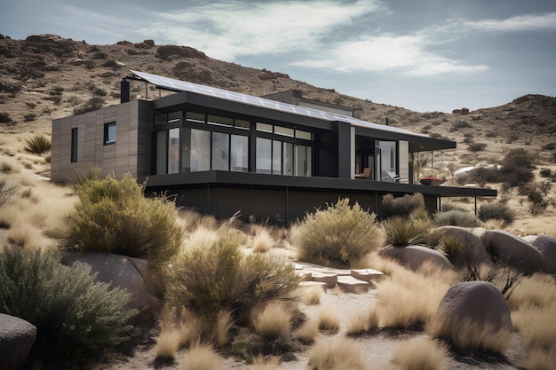 A Captivating Photography of a Modern House with Solar Panels Paving the Way for EcoFriendly Homes