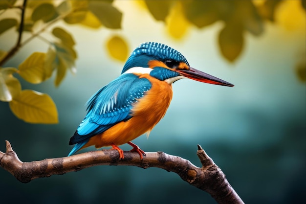 Captivating Snapshot Majestic Male Common Kingfisher Perches on Branch