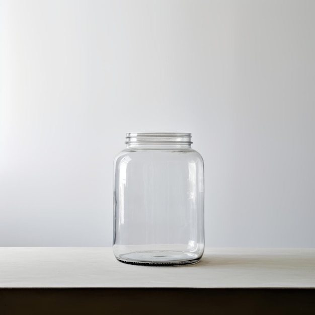 The Captivating Stillness A Visual Exploration of a Thick Glass Jar on a White Table