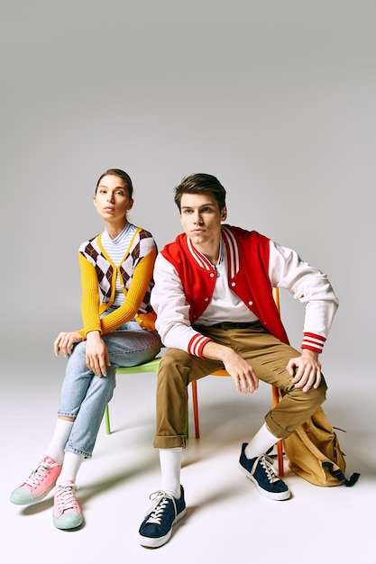 Photo captivating students sitting on a chair