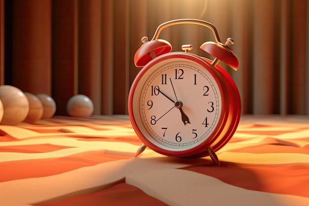 Captivating Time A Dynamic 3D Render of an Alarm Clock and Ringing Watches