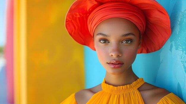 Captivating Tropical Beauty in Vibrant Headshot Portrait