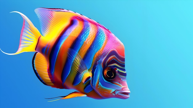 Captivating Tropical Fish with Vibrant Stripes and Shimmering Eyes