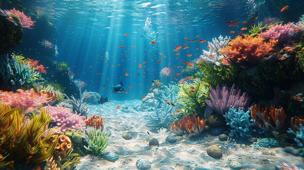 Captivating Underwater Scenes Vibrant Coral Reefs Tropical Fish Sea Turtles