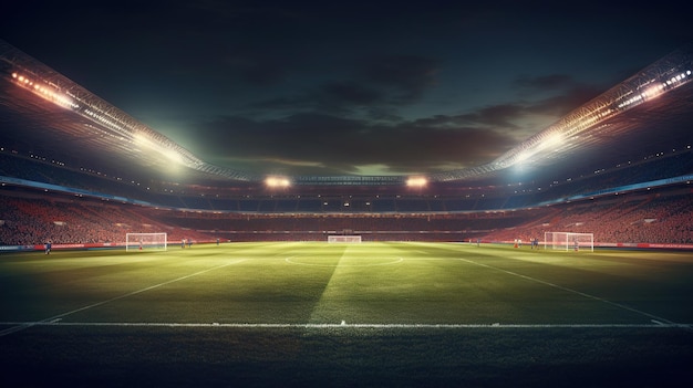 A Captivating View of an Empty Soccer Stadium Generative AI