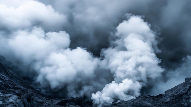 Photo captivating view of volcanic smoke and dark clouds