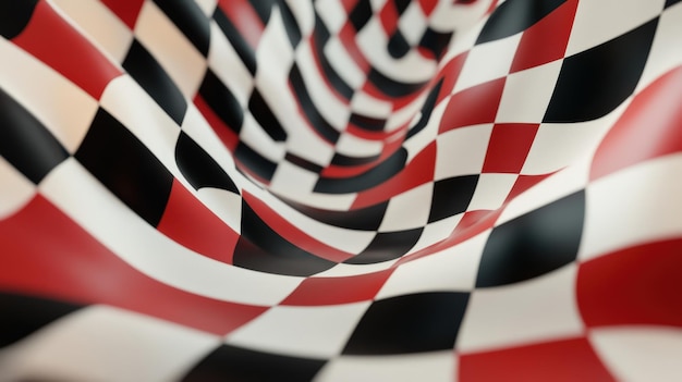 A Captivating Visual of Spiraling Checkerboard Patterns in Red Black and White Tones for Art