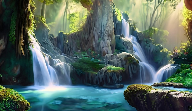 A captivating wallpaper featuring a hidden gem of naturea secluded waterfall