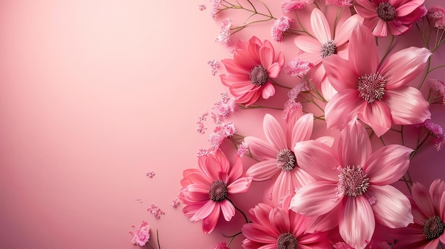 A captivating wallpaper featuring a large bouquet of pink flowers in full bloom against